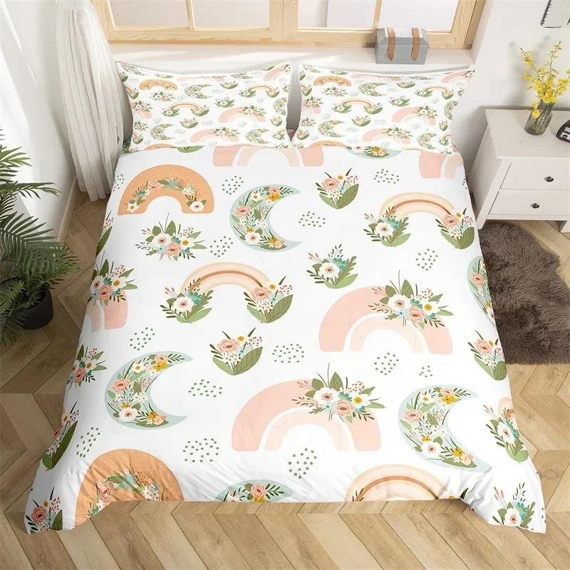 Комплект постельного белья Rustic Flower White из микрофибры с изображением листьев деревьев и цветов, комплект пододеяльников с 3D-принтом и наволочками, декор комнаты