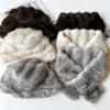 Faux Fur Winter Hat Scarf Set Thick Warm Fisherman Hat Scarf Fashion Plush Snood Scarf  Women