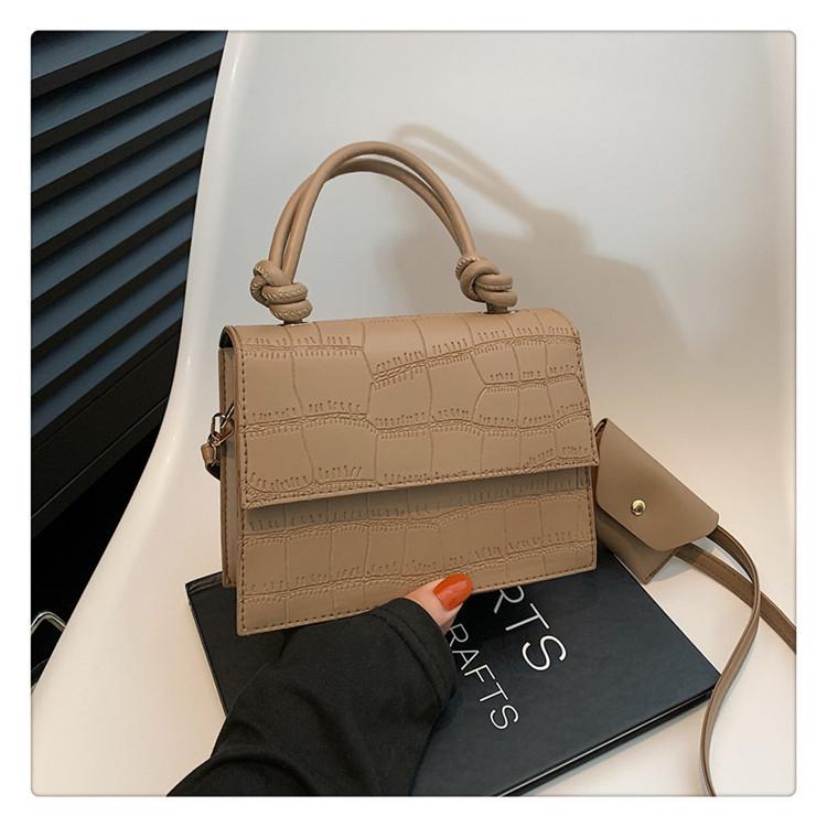 Stone Texture Small Square Bag With Mobile Pocket For Casual Fashion Ladies