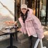 Coffee Down Cotton Clothes Women's Winter Loose Bf Cotton Clothes Short Thickened Student Hooded Jacket