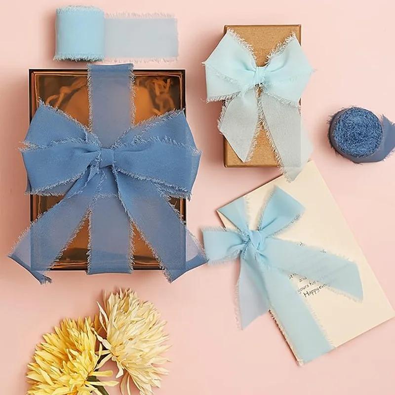 3 рулона 5-метровых разноцветных шифоновых лент для свадебных приглашений, свадебных букетов, подарочных коробок, украшений бантов