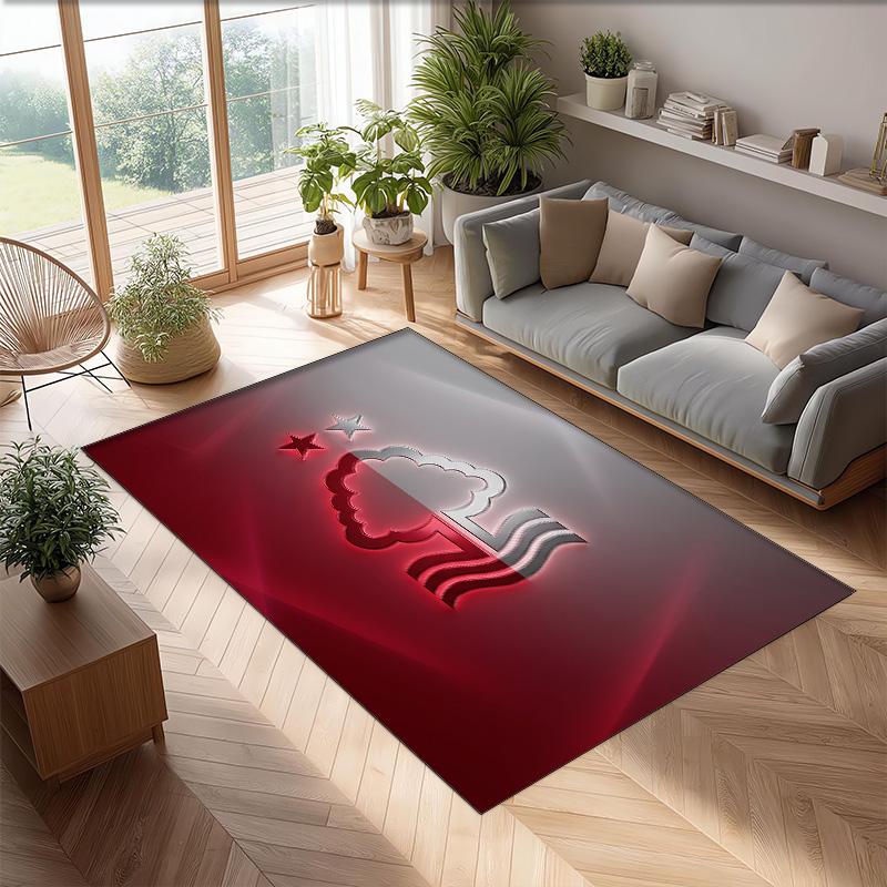 Nottingham Forest Football Print Crystal Velvet Rug, Comfortable Water Absorbent Non Slip Indoor Floor Carpet