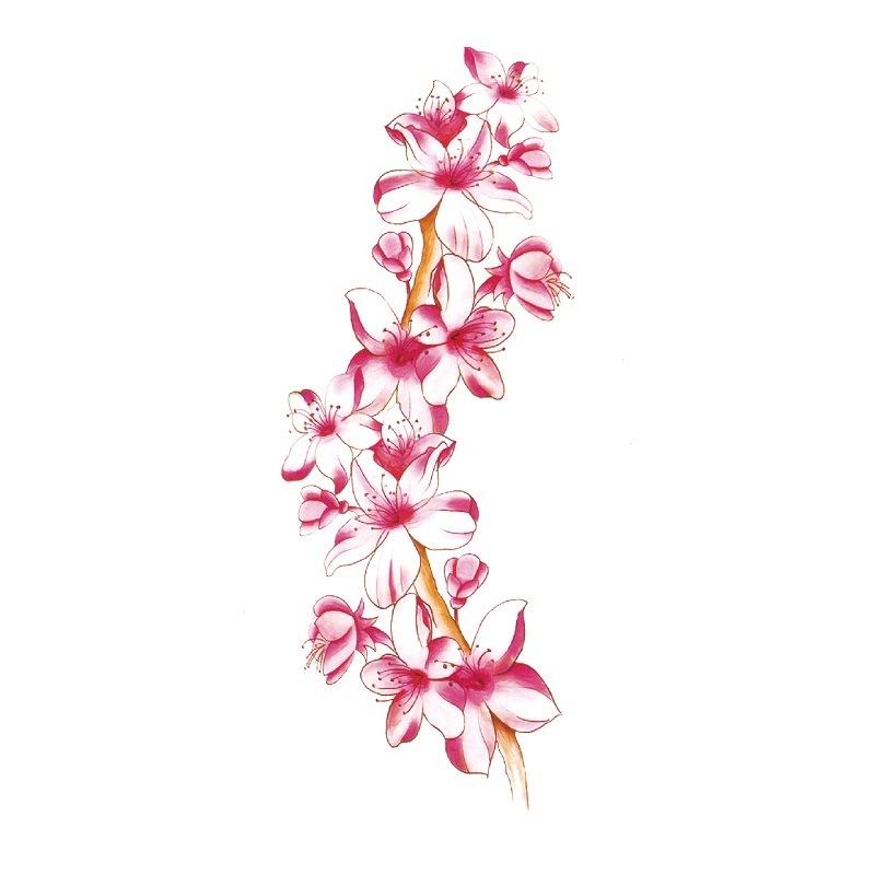 Наклейка с изображением цветка голубой розы, большой узор в виде цветка сливы, водонепроницаемая наклейка с изображением цветка на руке, образец татуировки