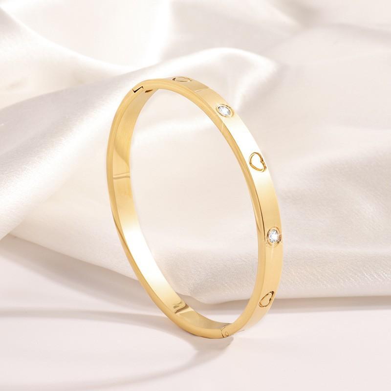 Titanium steel bracelet gold high version temperament zircon bracelet women's light luxury fashion elegance does not fade simple bracelet