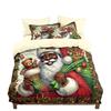 Three-piece Christmas Bedding Set, Brushed Duvet Cover and Pillowcase Set with Santa Claus Digital Print