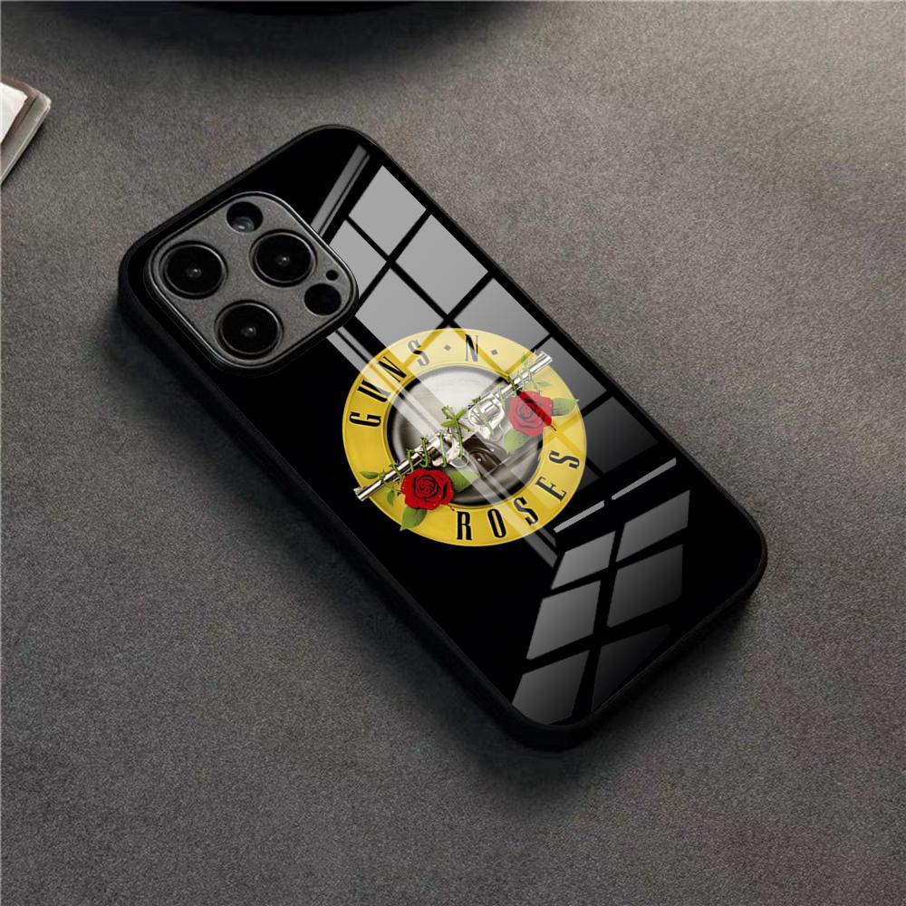 Чехол для телефона G-Guns N Roses Для 17 Pro Max IPhone 16 Pro 14 12 11 13 Mini X XR XS 15 Plus SE Стеклянная крышка