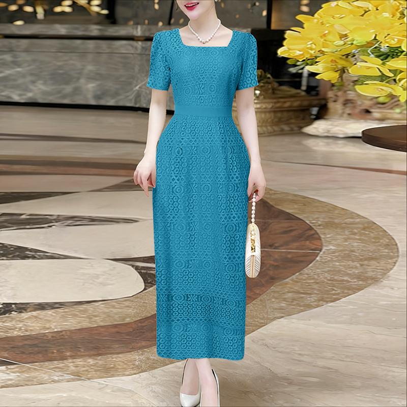 ZANZEA Женское летнее повседневное платье с коротким рукавом, квадратным вырезом, лоскутным кружевом