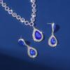 2Pcs/Set Women Wedding Jewelry Set Waterdrop Shape Shining Faux Crystal Choker Necklace Dangle Earrings Set