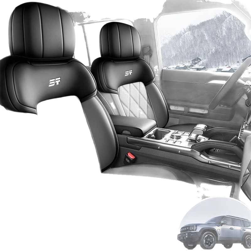 Перфорированная кожаная подушка на сиденье автомобиля Jetour Traveler C-DM - износостойкая, с полным покрытием, для пятиместного автомобиля