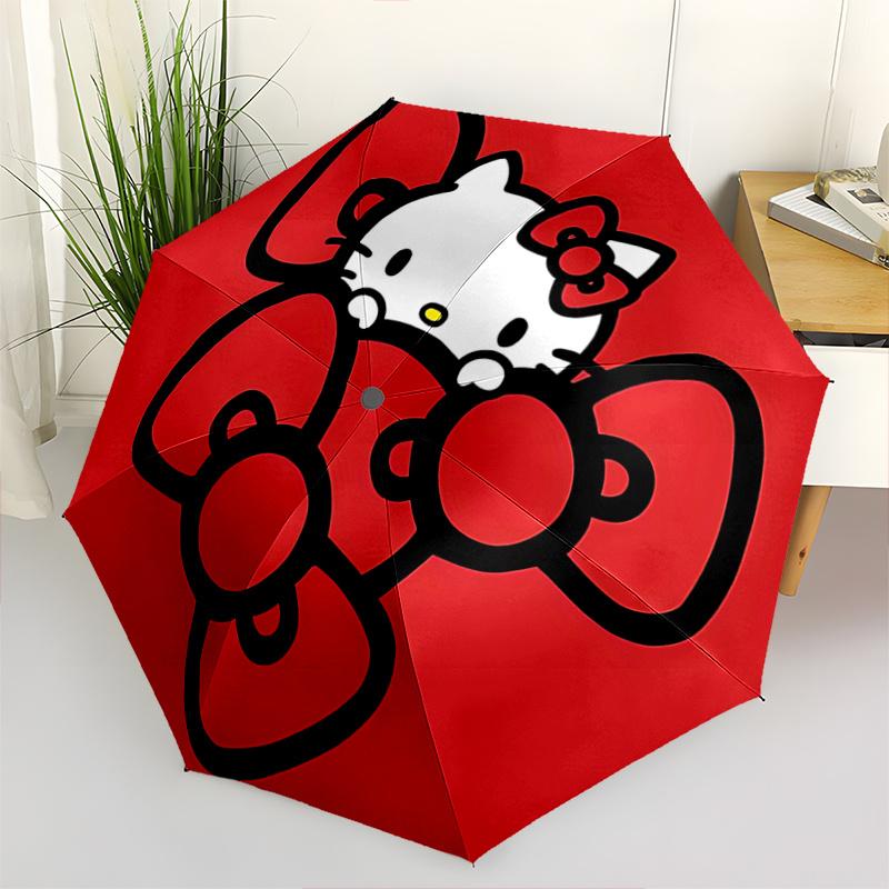 1pc Hello Kitty Automatic Opening/Closing Umbrella with Foldable Design, 8-Bone Iron Frame, Outdoor, Ideal Gift for Fans, Travelers, Daily Use, Festiv