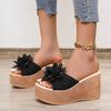 Summer Beach Platform Women Wedge Slippers Appliques Butterfly-knot Female Sandals Clog Shoes Women Slippers