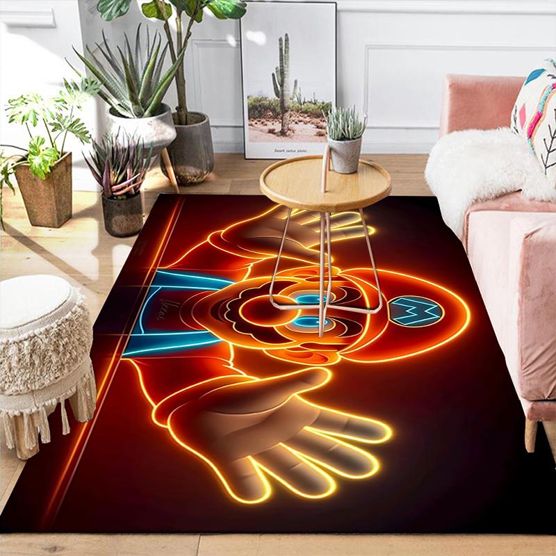 1Pc Neon Mario Adventure Rug, Office Carpet Indoor Outdoor Doormat, Non-Slip, Comfortable, Living, Christmas Halloween, Xmas Gift S1246