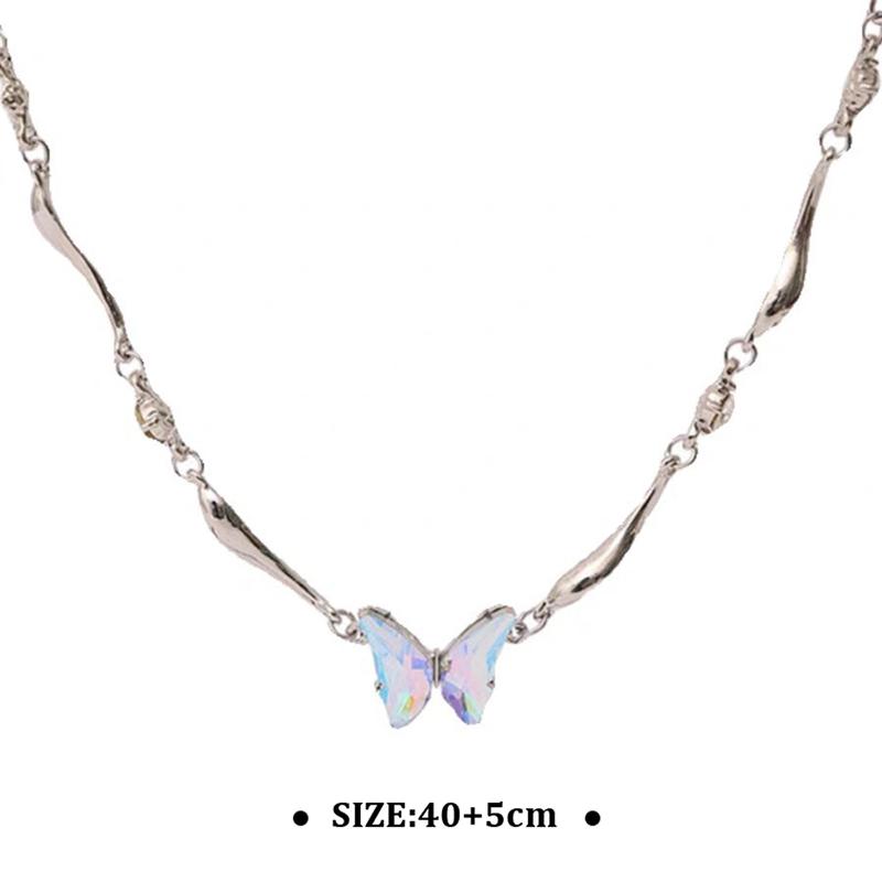 Блестящие бабочки подвески ожерелья для женщин девочек красочные изысканные ключичные цепочки ювелирные изделия аксессуары подарки