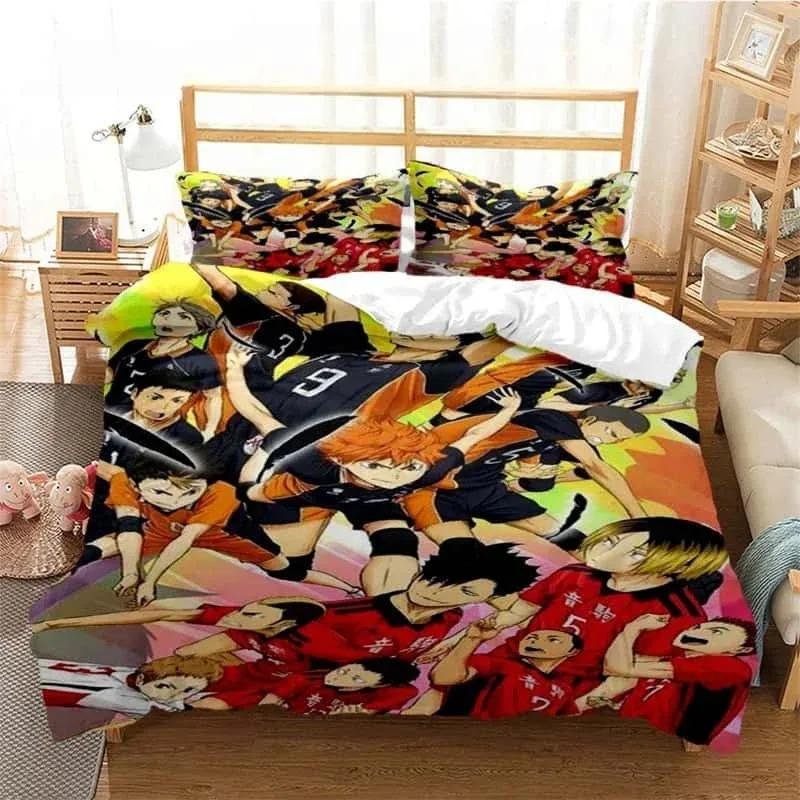 3D Pirnted Volleyball Haikyuu Duvet Cover Set Cartoon Kids Boys Bedding Set Bedclothes Girls Teens Quilt Cover Bed Linen Set