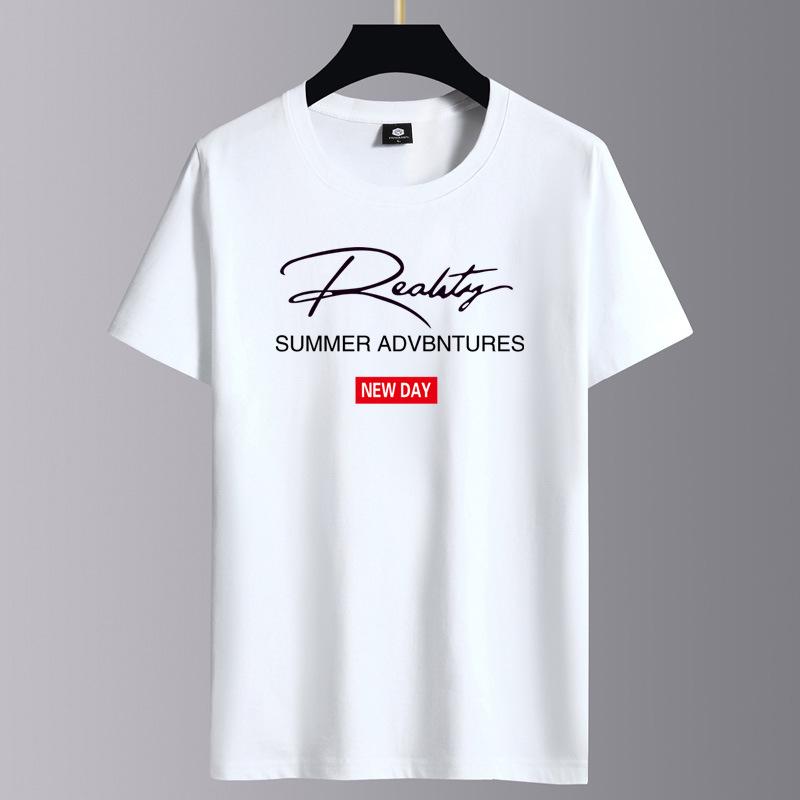 Мужская модная повседневная футболка свободного кроя с круглым вырезом и коротким рукавом