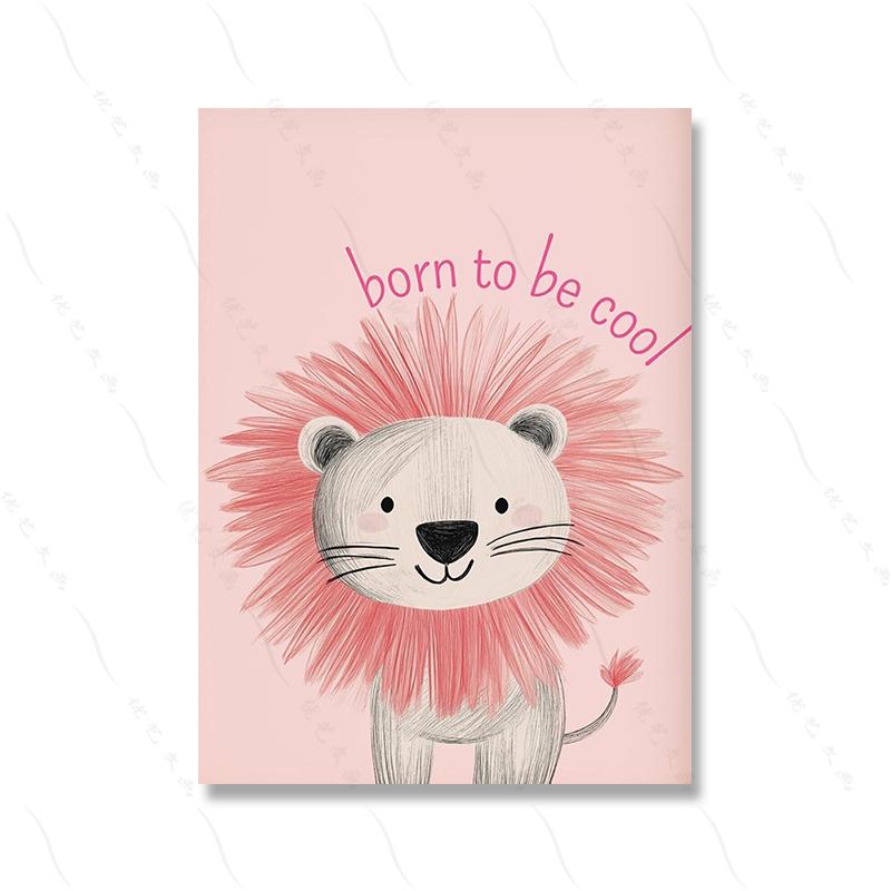 Pink Rabbit Sheep Lion Dog Poster Kids Room Decorative Canvas Posters Nursery Nordic Fashion Wall Art Poster Baby Bedroom Decor