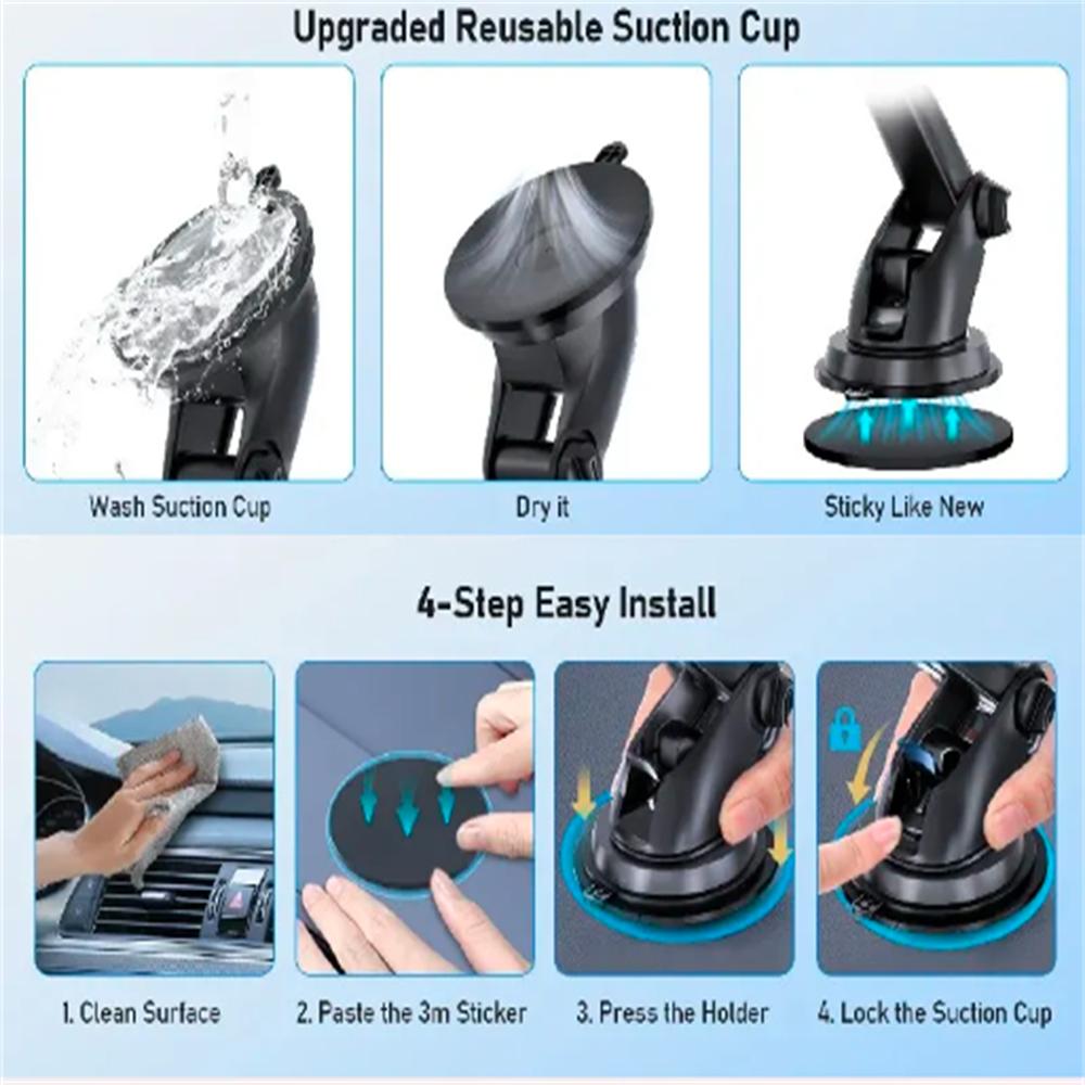 Крепление для телефона в автомобиль, 3 в 1, держатель с длинной присоской, универсальный держатель для сотового телефона, крепление на приборную панель, лобовое стекло, совместимо со всеми смартфонами
