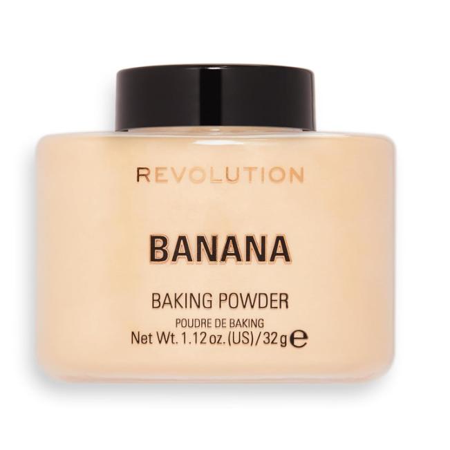 Makeup Revolution, Банановая рассыпчатая пудра, Фиксирующая пудра для макияжа Уменьшает блеск для средних и темных тонов кожи - 32 г