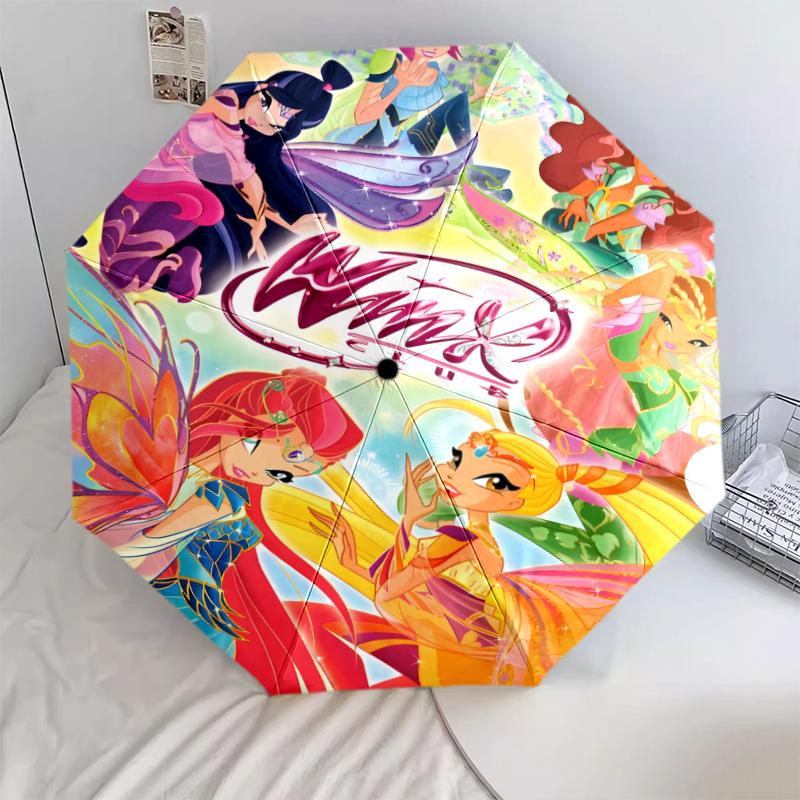 1 шт. Автоматический складной зонт - с рисунком Winx Club, Портативный и складной дизайн с 8 спицами, Подарки на Рождество и День рождения