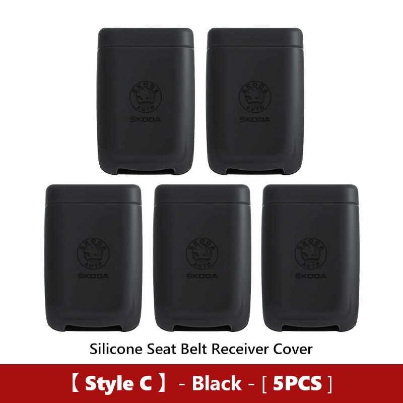 ptncy6 Car Seatbelt Buckle Cover Silicone Anti-scratch Protector Safety Belt Buckle Guard Tool For Skoda Fabia Kamiq Superb Scala
