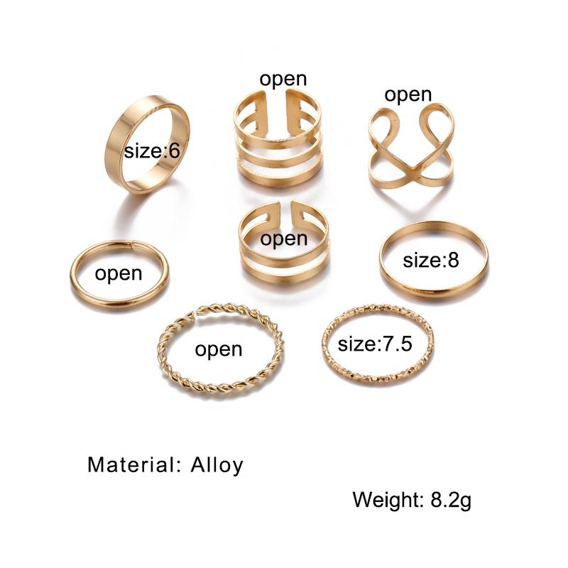 2024 Ретро женский комплект из 8 предметов Регулируемое кольцо Личное кольцо Кольцо в стиле панк Мода Нейтральный тренд