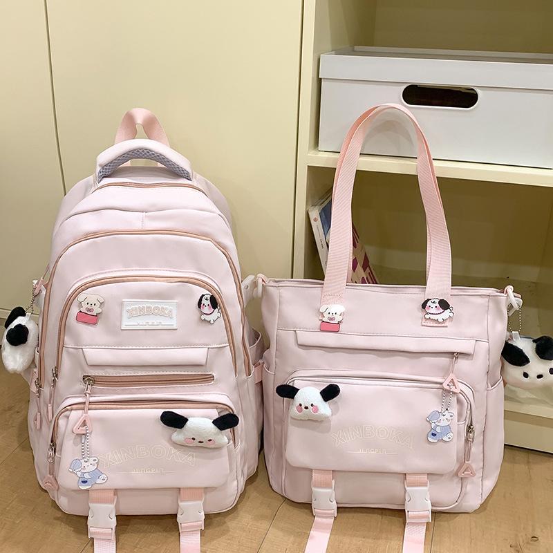 Школьные рюкзаки для студенток колледжа Простые и милые Большой вместимости для старшеклассниц и учениц средней школы Рюкзак из двух частей