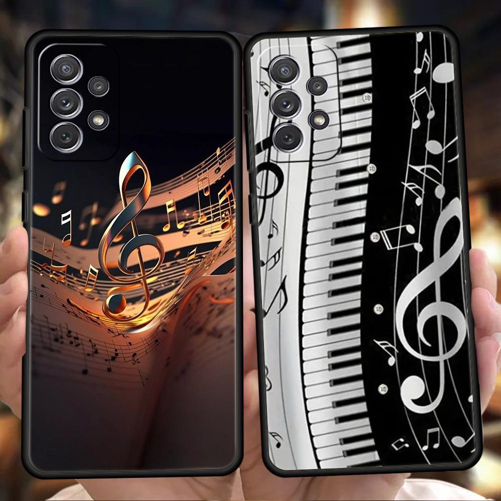 French Piano Keys Simple Phone Case for Samsung Galaxy A73 A55 A53 A51 A35 A33 A32 A25 A23 A22 A15 A13 A17 A07 5G Soft TPU Shell