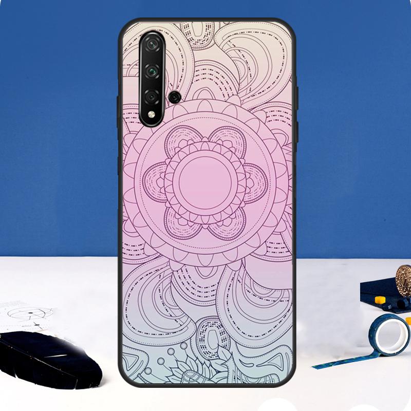 Деревянный чехол-мандала с цветочным узором для Huawei Nova Y90 Y91 Y60 Y61 Y70 10 9 SE 11 Pro 5T 11i 8i 3i P20 P40 P30 Lite