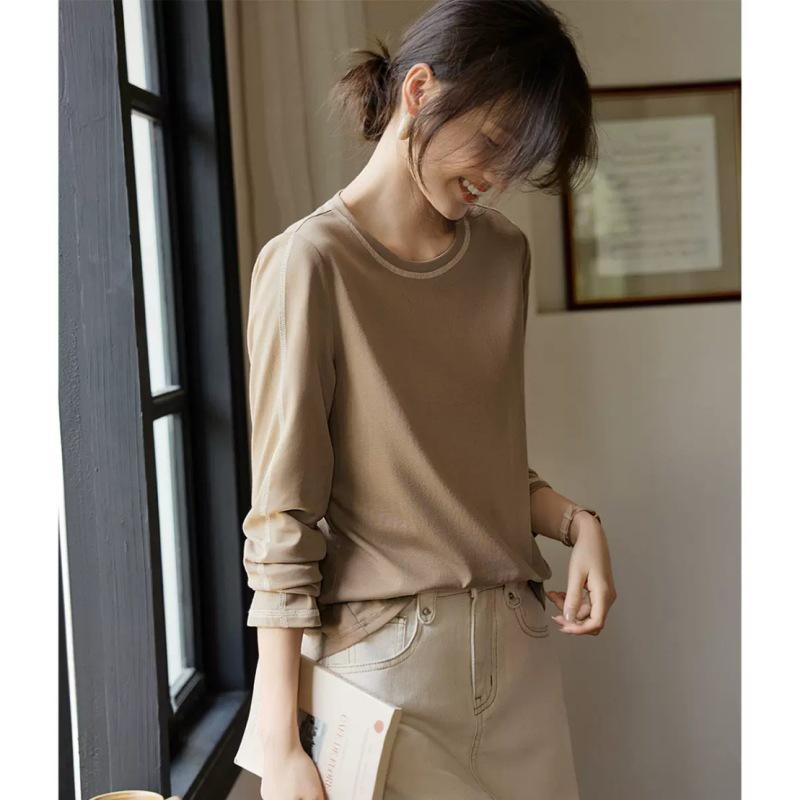 Women's Long-Sleeved Western-Style Casual Loose Round Neck Trendy T-Shirt