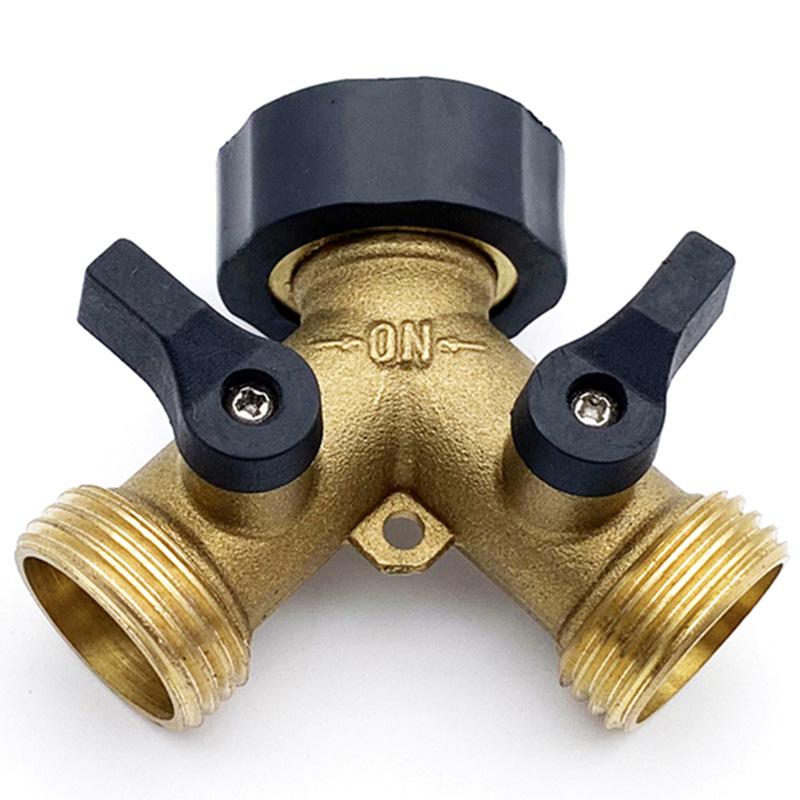 Brass Three-Way Y-Type Garden Hose Diverter Valve