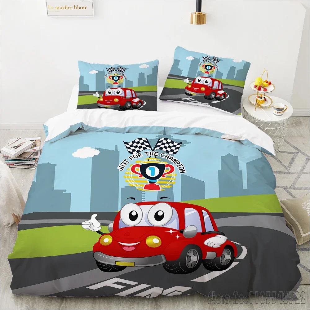 Cartoon Fast Speed Car King  Duvet Cover Set HD Comforter Cover for Kids Bedding Sets Bedclothes Bedroom Decor
