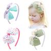 Принт Цветочная Повязка на Голову для Девочек Красочная Повязка на Голову с Большими Бантами Ручной Работы Банты Обруч для Волос Детский Бутик Головные Уборы Аксессуары для Волос