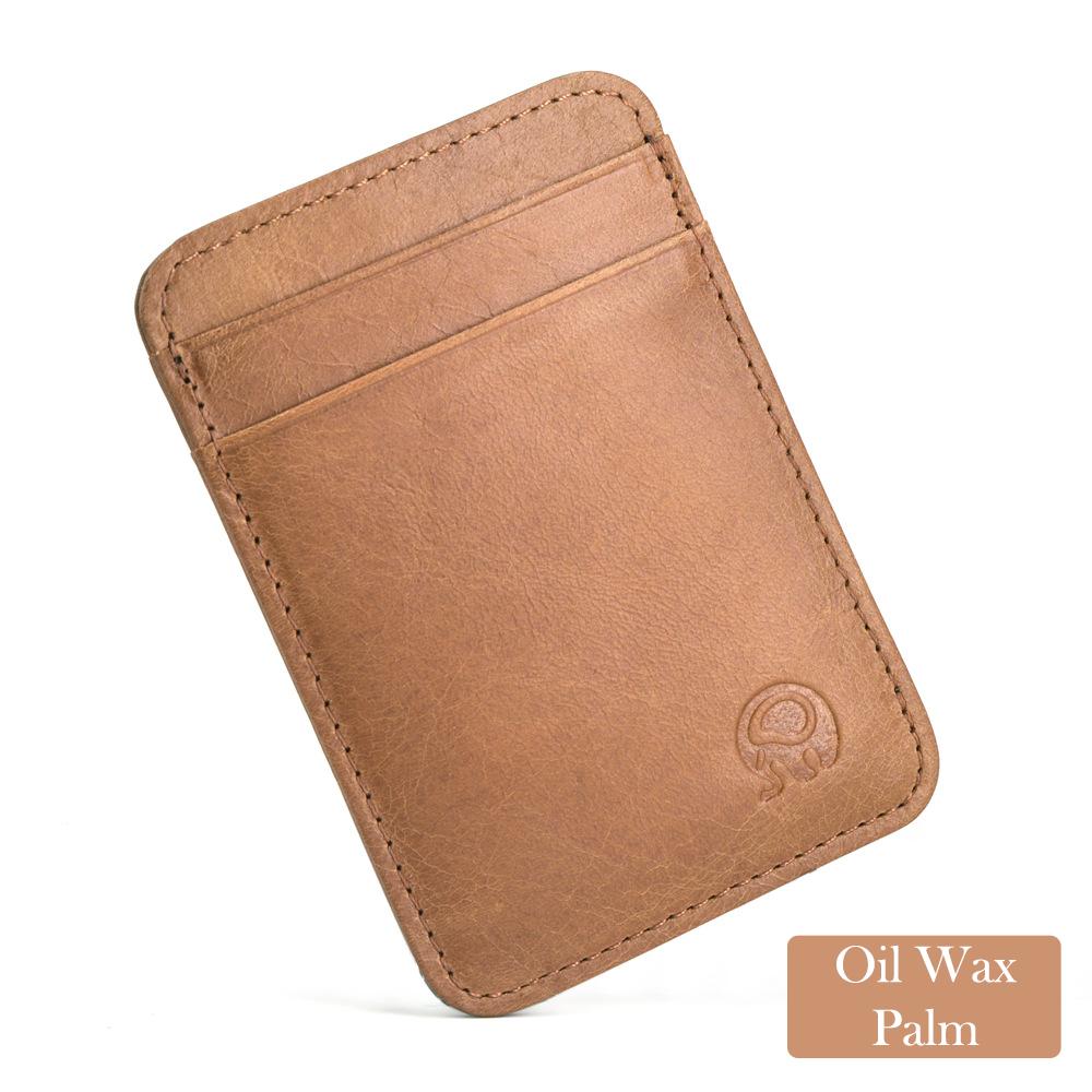 Genuine Leather Men Wallet Brown Coin Purse Small Mini Card Holder Male Wallet Pocket Thin Purses Money Bag Slim Wallet New