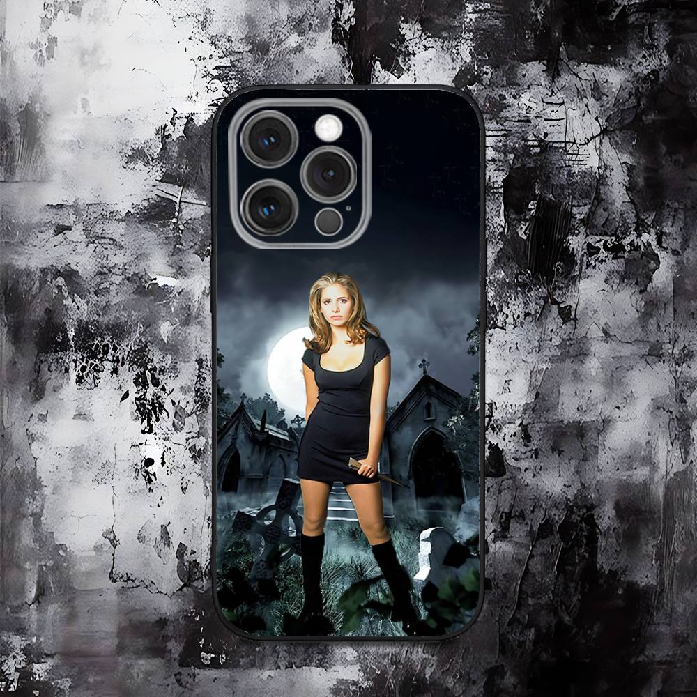Buffy the Vampire Slayer Phone Case For iPhone 16,15,14,13,12,11,Pro,Max,Plus,X,XS,SE,E,Mini,Soft Silicone Black Case