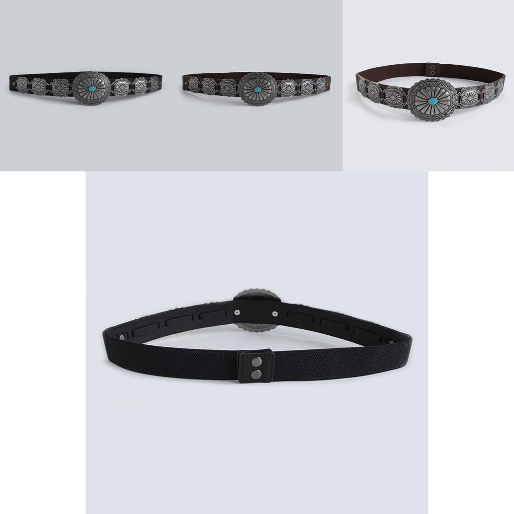 Bohemian Western Style Faux Leather Belt For Women With Metal Buckle And Retro Appeal