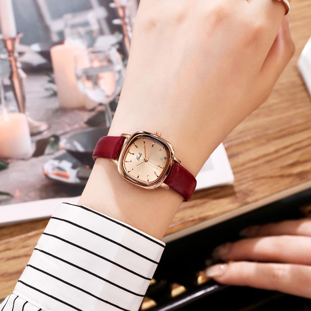 Ретро женские нишевые квадратные большие циферблаты женские поясные кварцевые водонепроницаемые простые часы для женщин