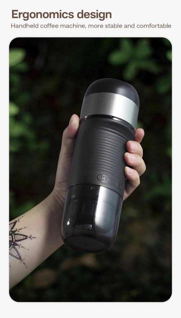 New HiBREW Portable Coffee Machine Expresso Coffee Maker Fit Nexpresso Capsule Coffee Powder for Car Camping & Home Heat Water H4A