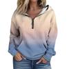 Women's Fashion Gradient Long Sleeved Loose Half Zippered Hoodie With Pockets