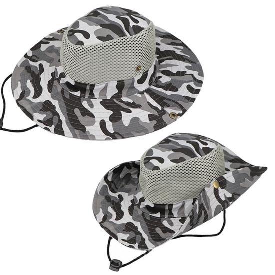 Fashion Outdoor Wide Brim Camouflage Fisherman Bucket Boonie Hat Anti UV Cap