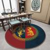 Chiness Style Round Carpet for Living Room Geometric Wave Print Floor Mat for Bedroom Kids Room Computer Chair Parlor Area Rugs
