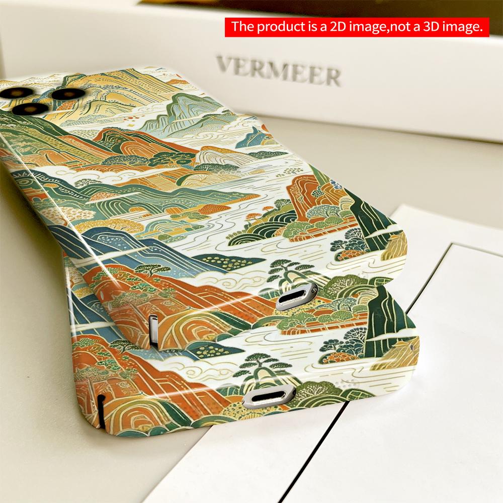 Golden Mountain Landscape Phone Case All inclusive film hard phone case, compatible with iPhone 18 Pro Max 17 16 15 14 13 12 11