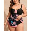 Plus Size Swimsuit Women Tankini Black Big Large Chubby Summer Swimdress Bikini Beachwear Swimwear Mujer 2025 Bathing Suit 4XL