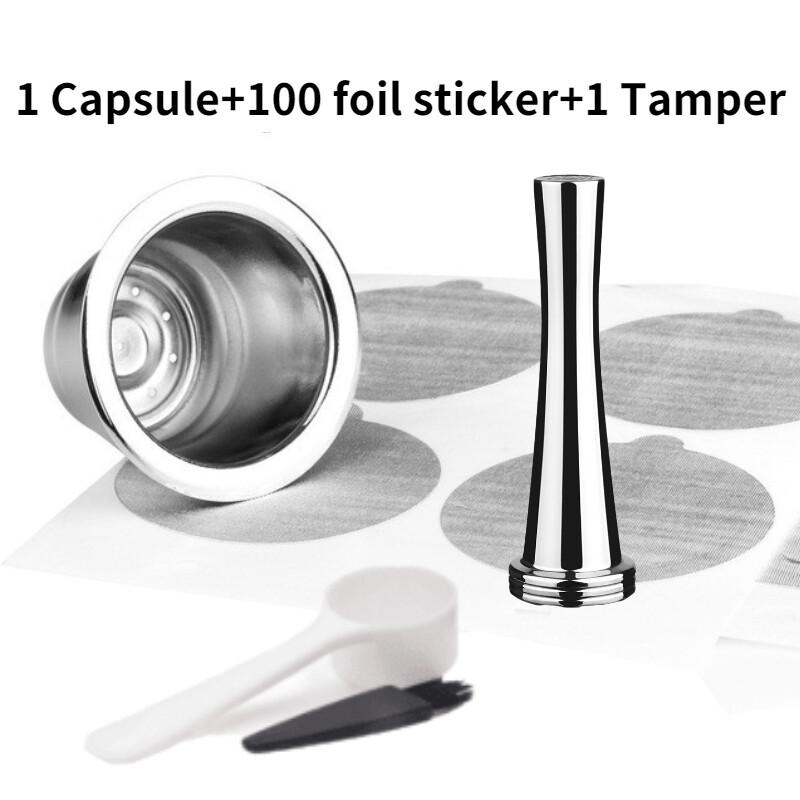 i Cafilas [NESC02] Использование 2 в 1, совместимо с капсульным фильтром Nespresso, многоразовые капсулы для кофе Crema, капсулы, тамперный зажим с крышками Reusbale, фольга