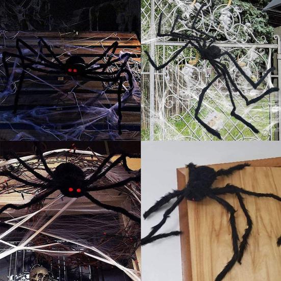 Halloween Giant Fake Spider Large Hairy Spider Decoration Scary Huge Furry Spider Prop Realistic Insect Toy for Halloween Party Yard Decor