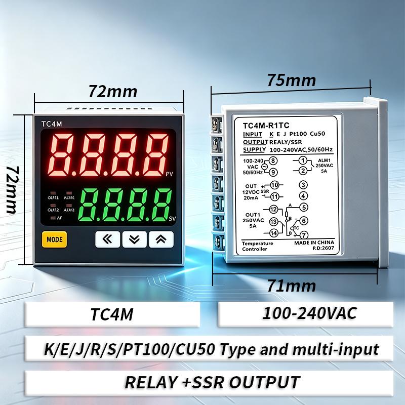 Цифровой термостат SSR+РЕЛЕ Выход Универсальный вход TCN4S TCN4H TCN4M ПИД-регулятор температуры Регулятор SSR Реле 110В AC 220В Форсунки 6