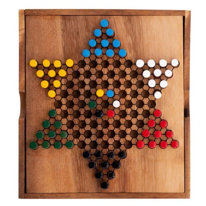 Chinese Checkers In a Wooden Box - Board Game for 2 To 6 Players - 7 Years and Up - Eco-friendly Game - 13 X 14.3 X 3 Cm