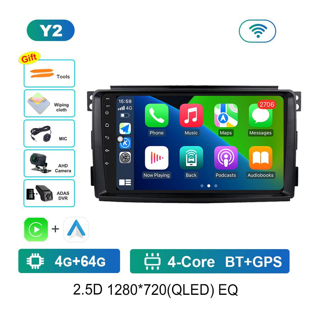 Мультимедийный плеер с автомагнитолой Android 14 для Mercedes Benz Smart Fortwo 451 2010 - 2015, GPS-навигация, Wi-Fi, HD-экран, Автоинструменты