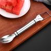 1/2Pcs Watermelon Fork Slicer Stainless Steel 2 In 1 Cutter Round Fork Head Portable Kitchen Fruit Cutting Fork for Watermelon Chunks Cake Bread
