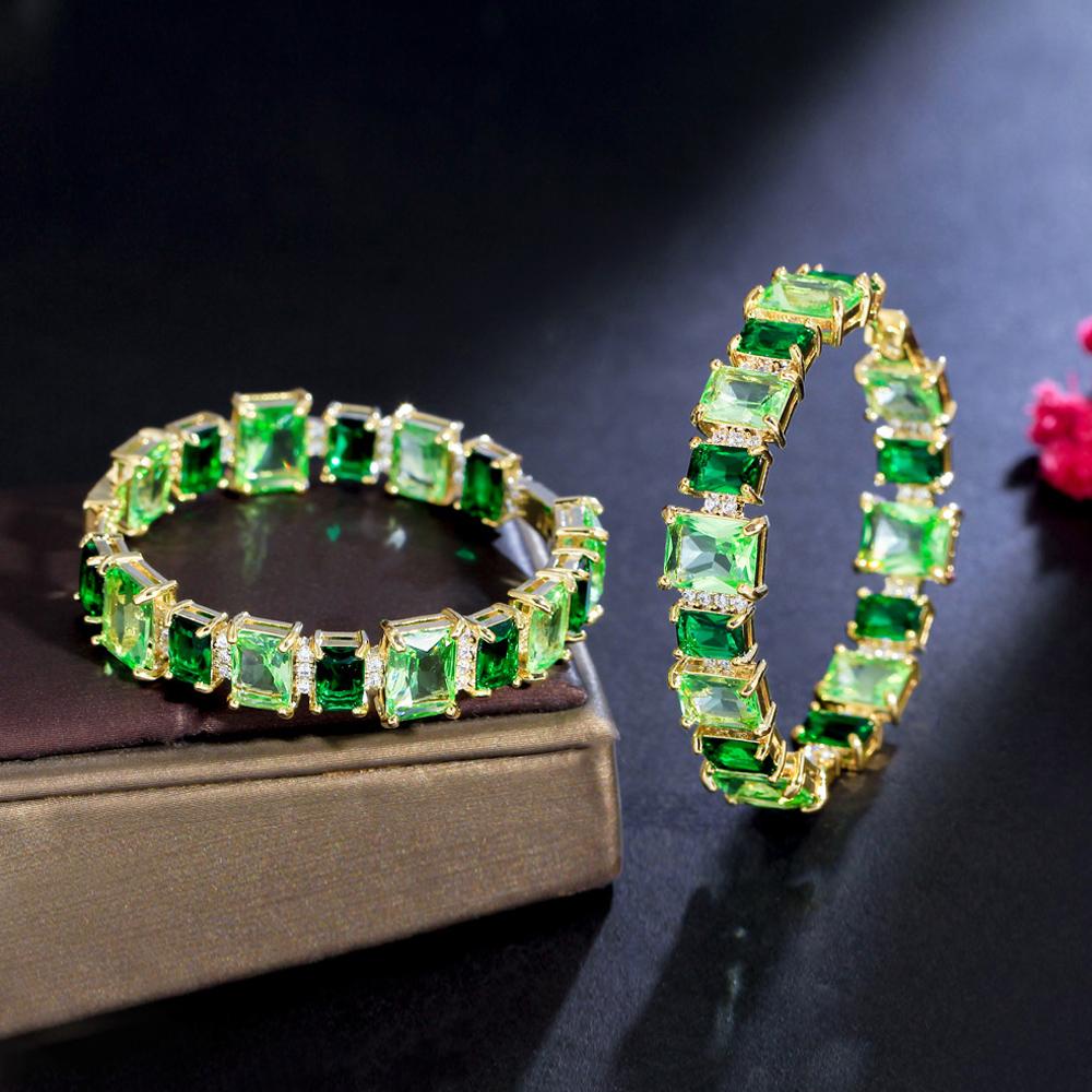 CMM квадратный светло-зеленый кубический циркон женские большие круглые серьги-кольца бразильский золотой цвет летние вечерние украшения