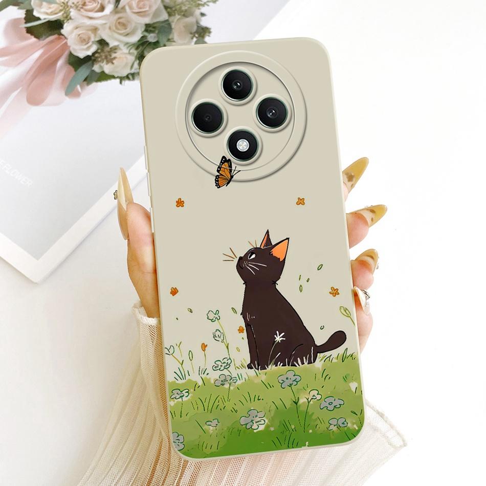 For OPPO Reno12 F 5G Reno 12 Pro 12F 12FS 12 5G Cute Cat Flower Butterfly Cartoon Phone Case Shockproof Soft Silicone Cases